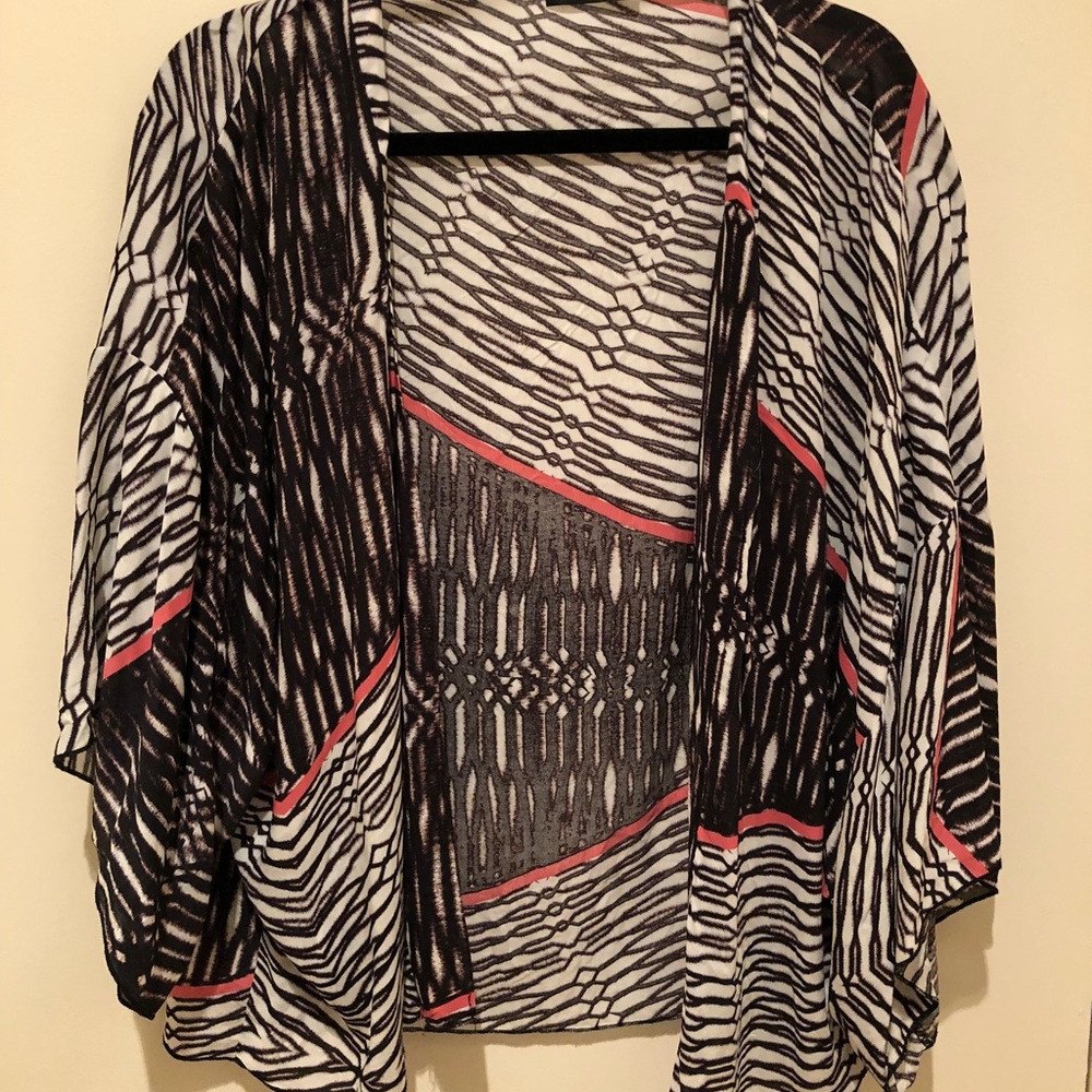 Beach kimono black/white/pink